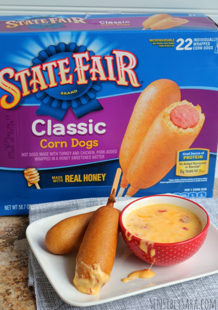 [AD] State Fair Corn Dogs and Cheese Dip Recipe #PowerTheirPlay