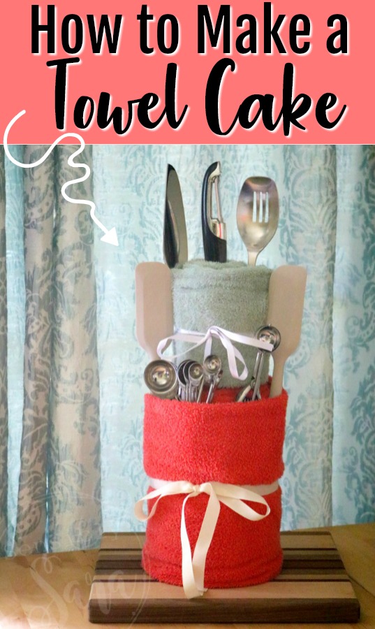 How to Make a Towel Cake Bridal Shower Cake | SensiblySara.com