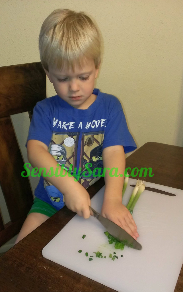 Kids in the Kitchen - Cutting Green Onion | SensiblySara.com