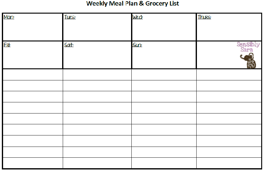 Weekly Meal Plan and Grocery List | SensiblySara.com