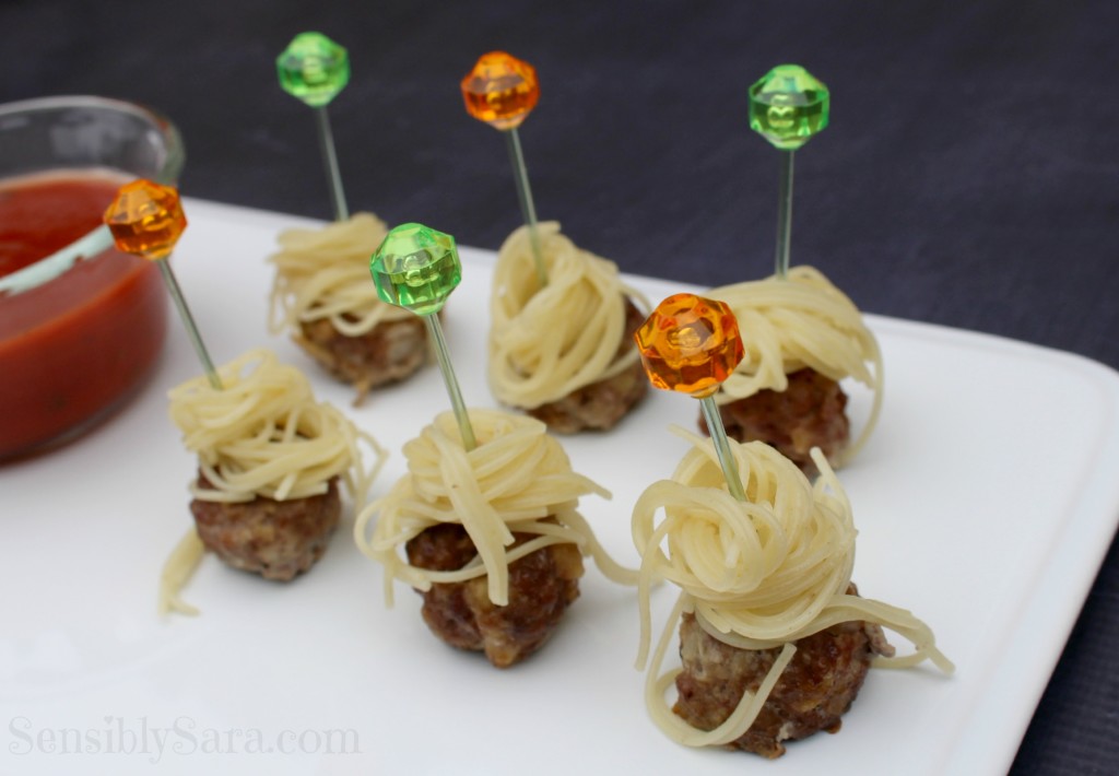 Spaghetti & Meatball Kabobs | SensiblySara.com