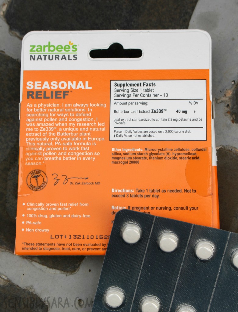 Zarbee's Naturals Ingredients | SensiblySara.com