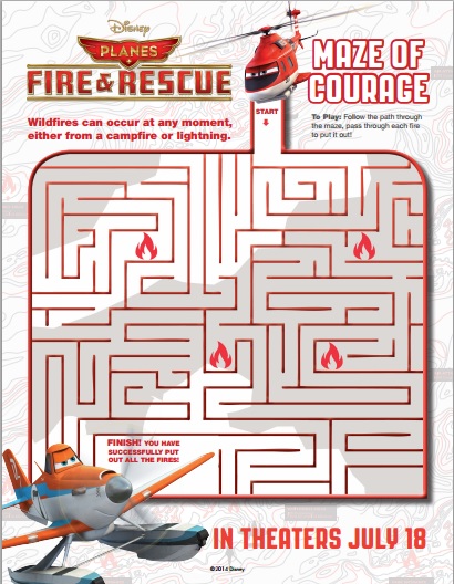 PLANES FIRE AND RESCUE Printable Maze