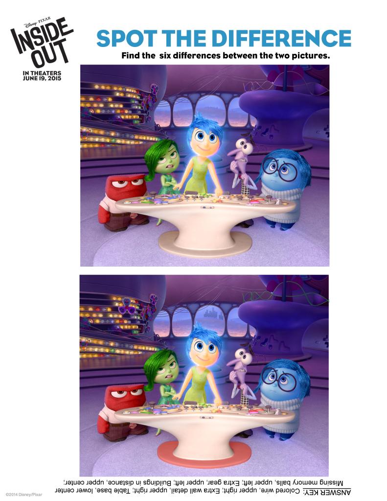 Inside Out Spot the Difference Activity Sheet (1 page)