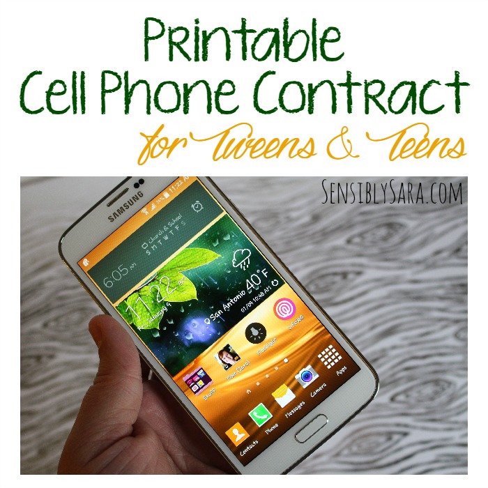 Cell Phone Contract for Kids | SensiblySara.com