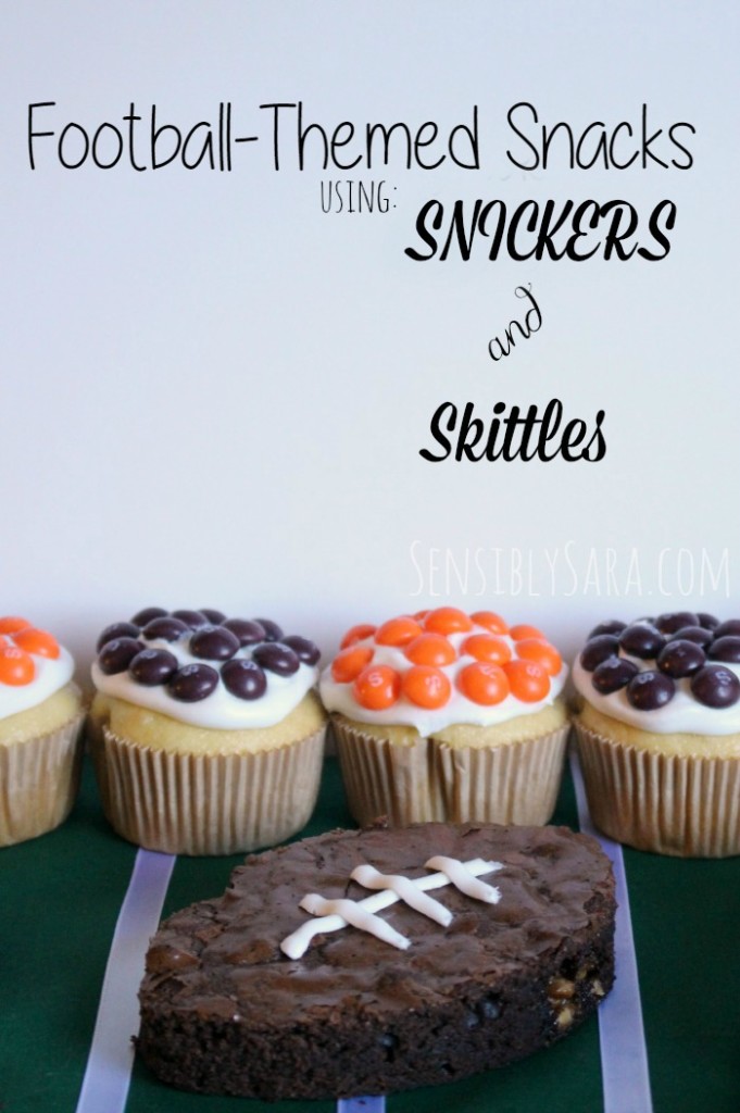 football-themed snacks using Snickers and Skittles #shop | SensiblySara.com