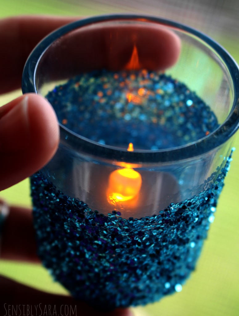 Glitter Candle Holder Close Up | SensiblySara.com
