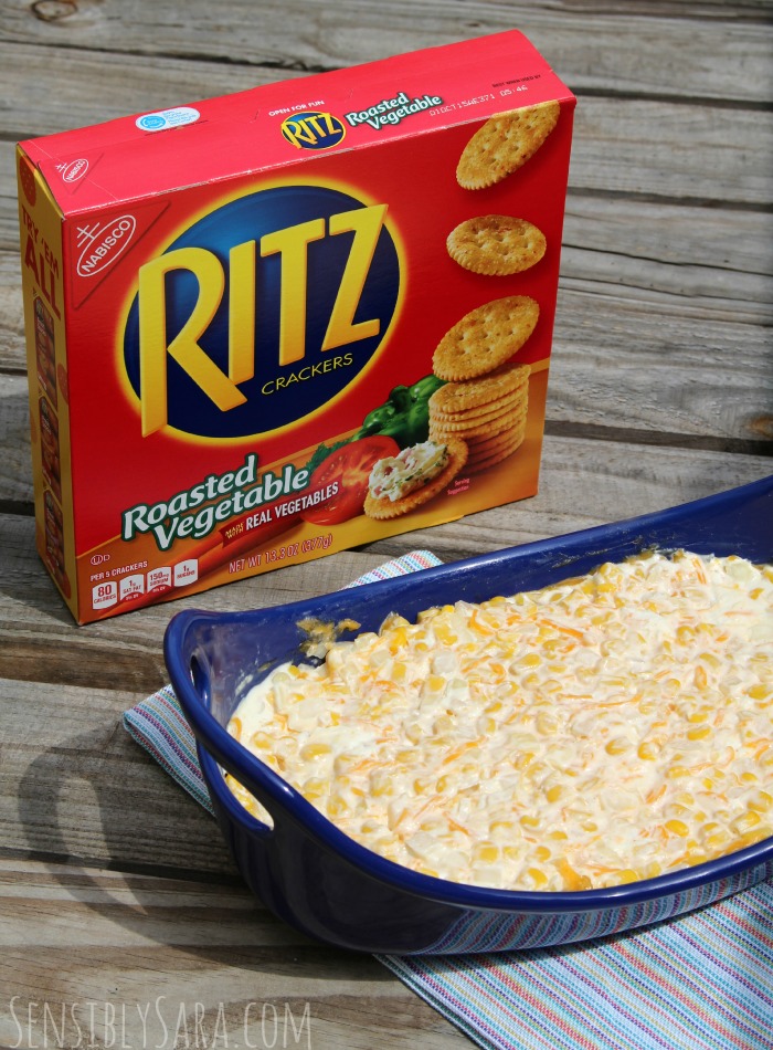 Corn Dip Served with  RITZ® Crackers | SensiblySara.com