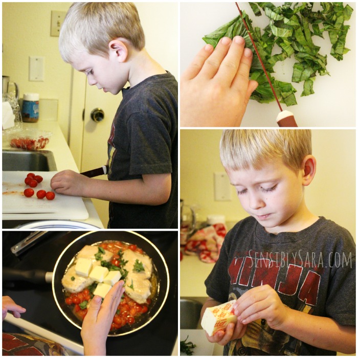 Kids in the Kitchen Tomato Basil Chicken | SensiblySara.com