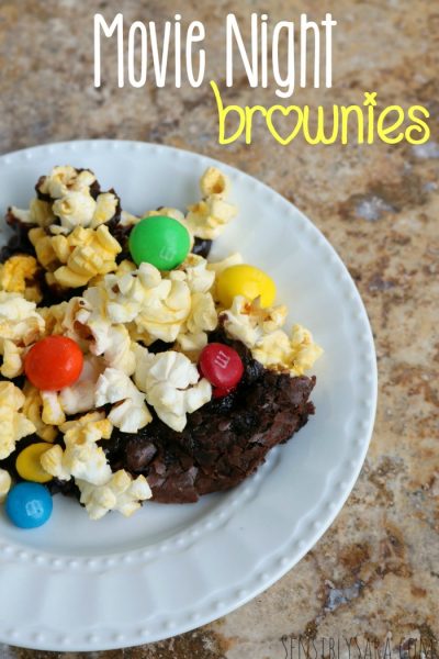 Movie Night Snack - Popcorn, M&M'S, Brownies