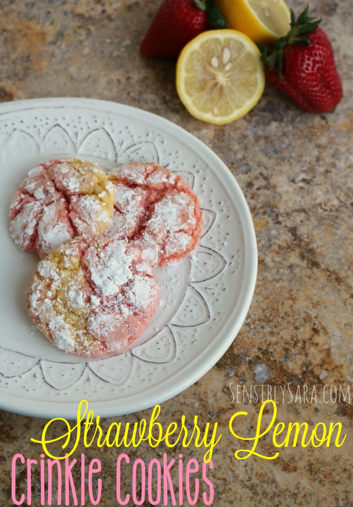 Strawberry Lemon Crinkle Cookies | SensiblySara.com