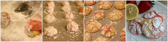 Strawberry Lemon Crinkle Cookies Collage | SensiblySara.com