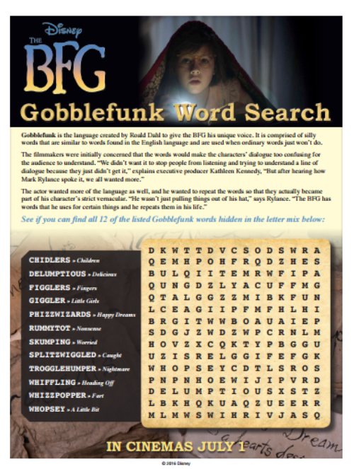 The BFG Word Search
