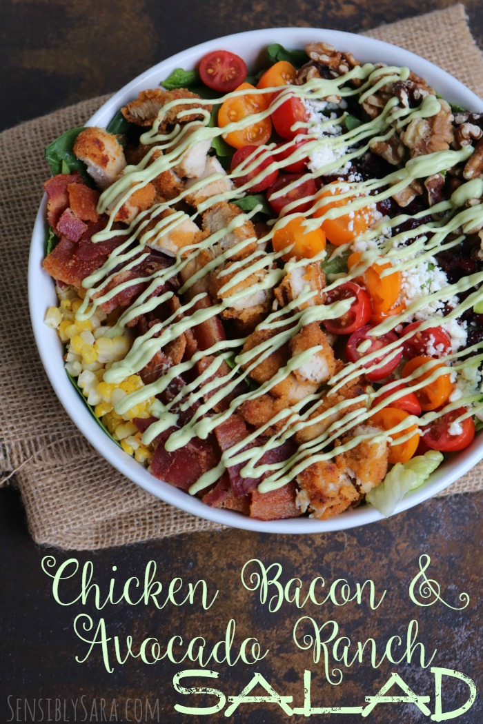 Chicken Bacon and Avocado Ranch Salad | SensiblySara.com