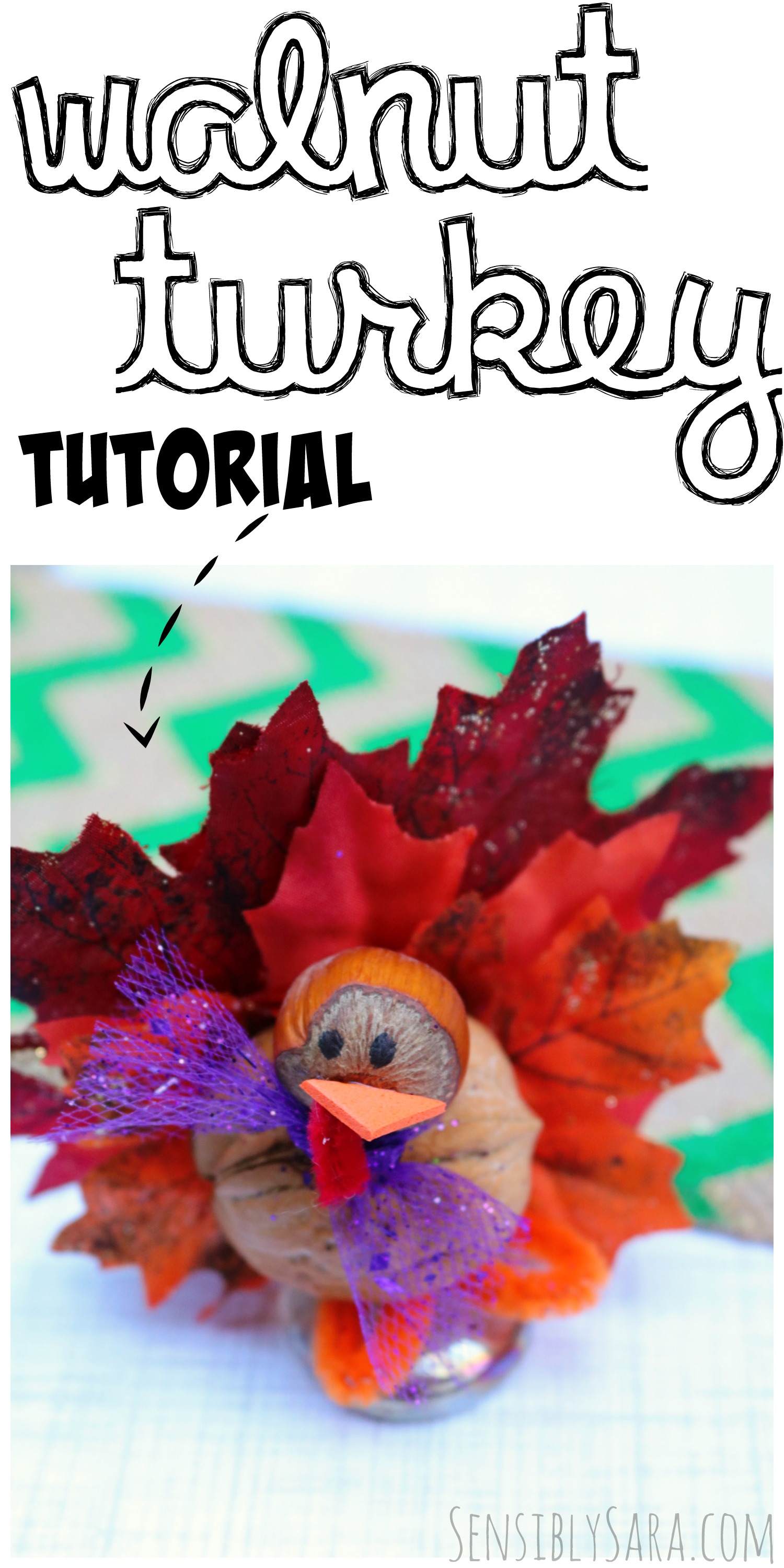 Walnut Turkey Tutorial - Easy Fall Craft for Thanksgiving | SensiblySara.com