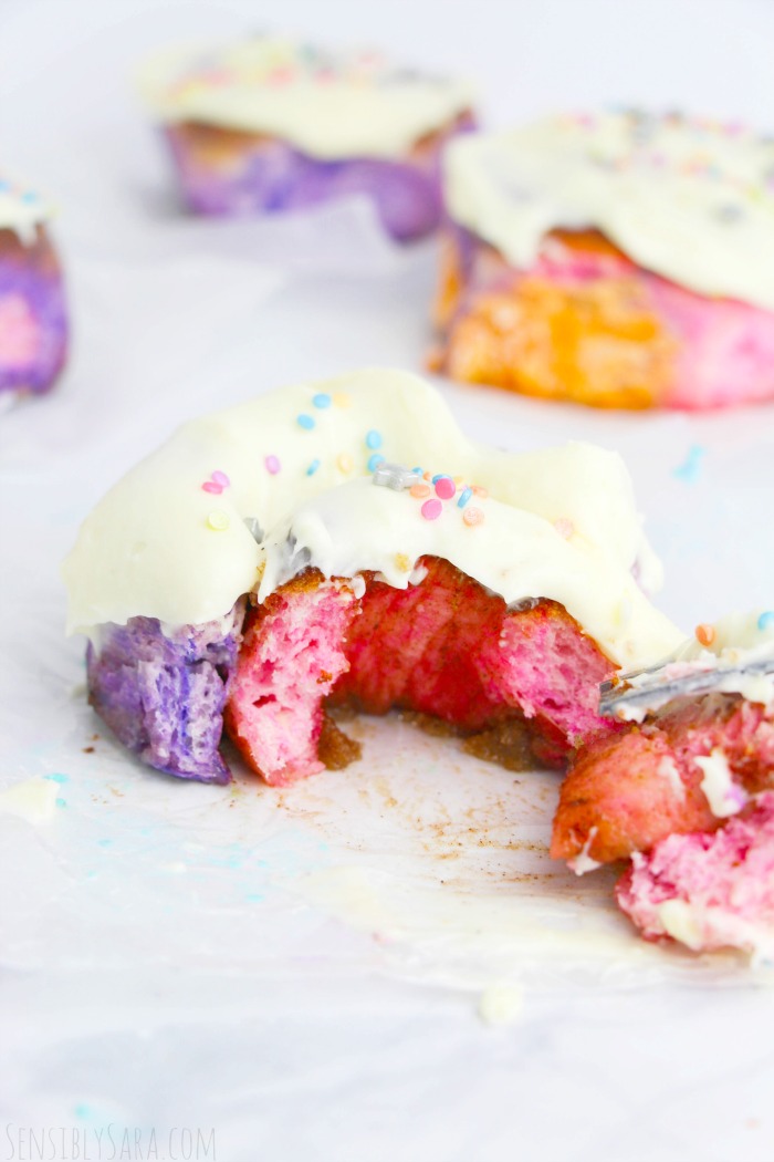 Unicorn Cinnamon Rolls Recipe | SensiblySara.com