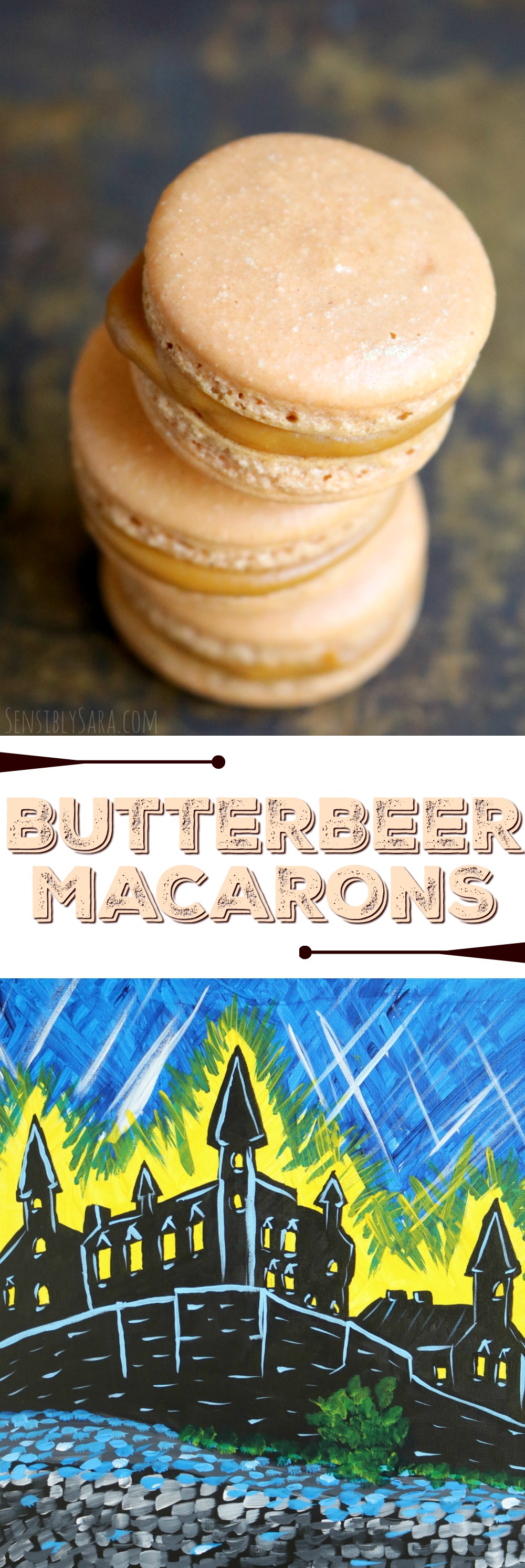 Butterbeer Macarons Recipe | SensiblySara.com