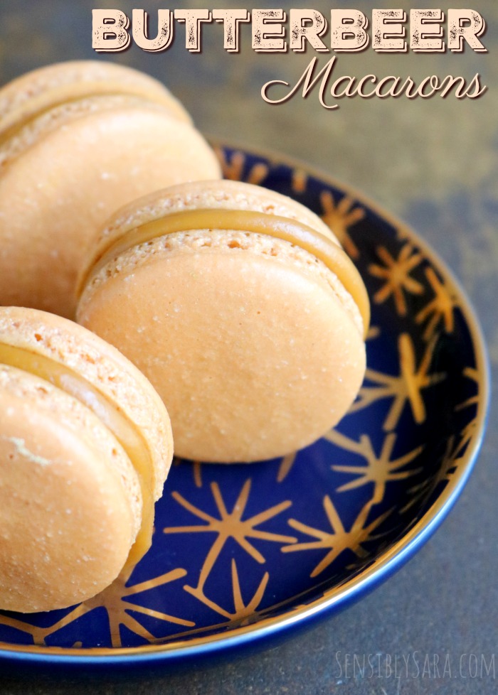 Butterbeer Macarons Recipe | SensiblySara.com