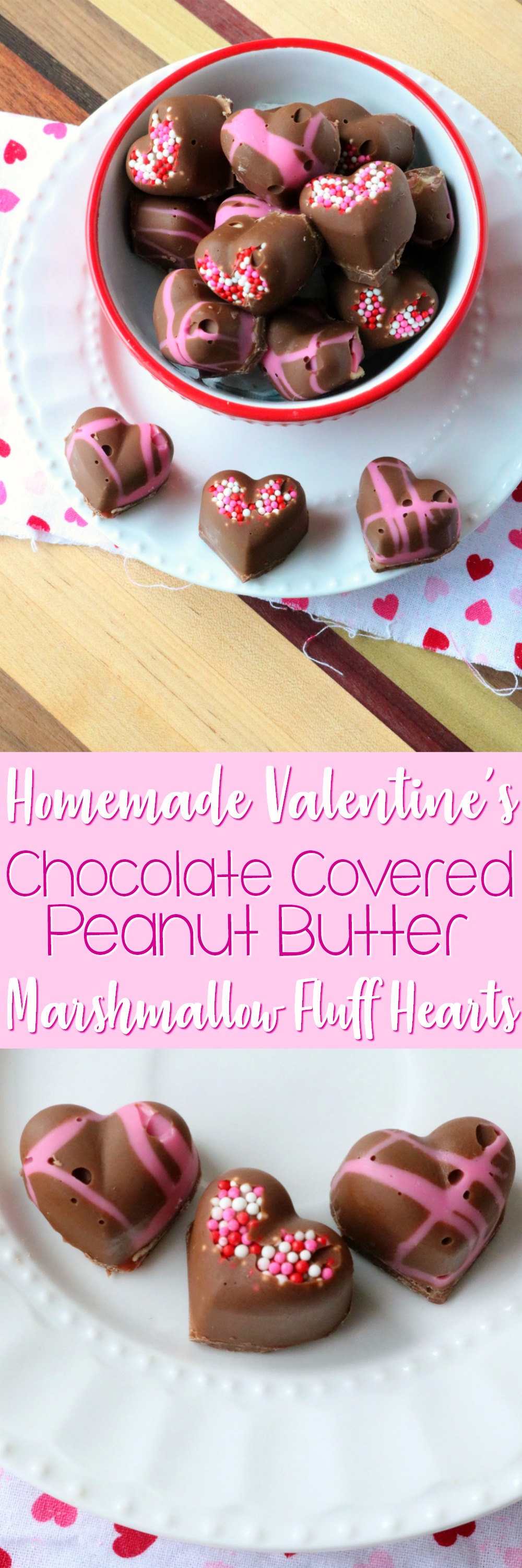 Homemade Valentine's Day Chocolate Peanut Butter Fluff Hearts | SensiblySara.com
