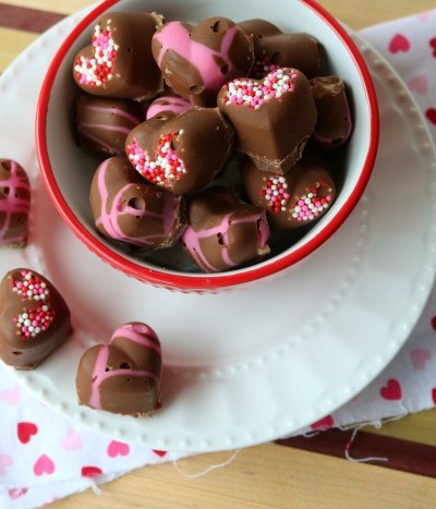 Chocolate Covered Peanut Butter Hearts | SensiblySara.com