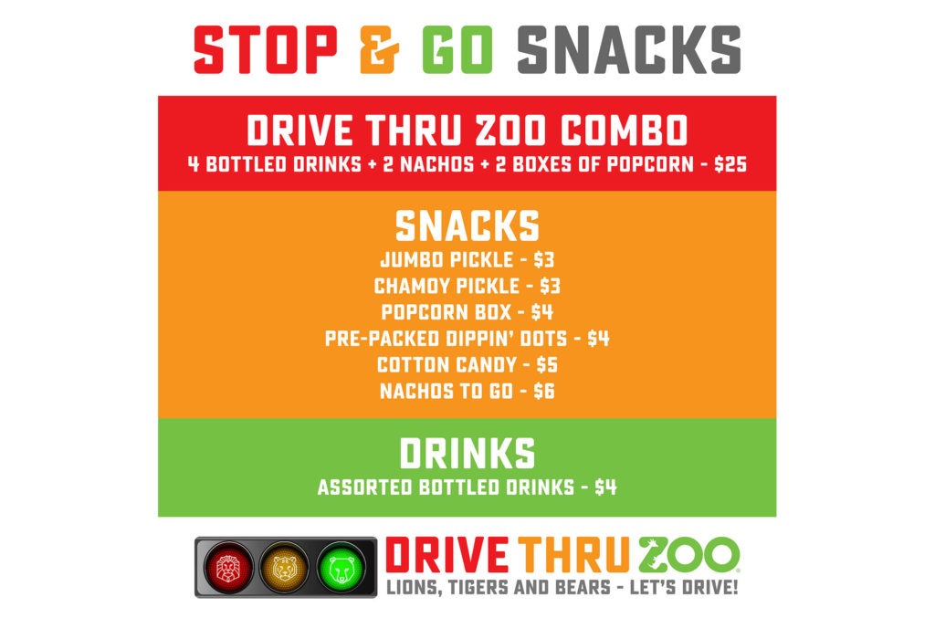 Drive Thru Zoo Snack Menu at the San Antonio Zoo